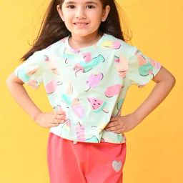 Anthrilo Girls Blue Icecream Short Sleeves T-Shirt-image-97