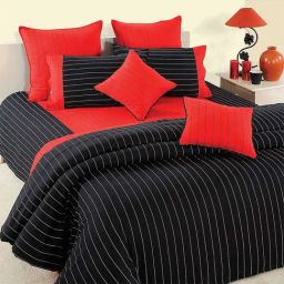 Swayam Black Cotton Stripes King Bed Sheets 2 Pillow Covers-image-3