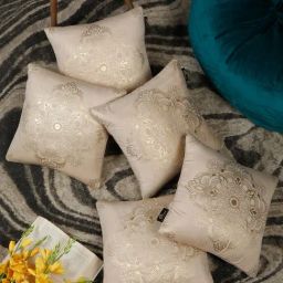 Hosta Homes Cream Velvet Geometric Cushion Covers-image-54