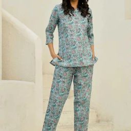 SAY Blue Printed Pyjamas Set-picture-17