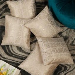 Hosta Homes Cream Velvet Geometric Cushion Covers-image-88