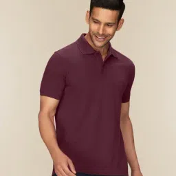 XYXX Merlot Maroon Cotton Regular Fit Polo T-Shirts-image-15