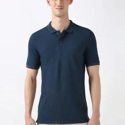 Peter England Navy Regular Fit Polo T-Shirt-image-83