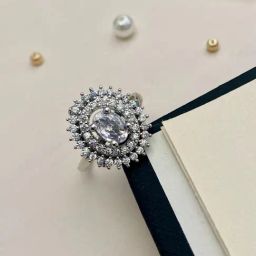Abdesigns High Quality Silver Plated American Diamond Ring image 3