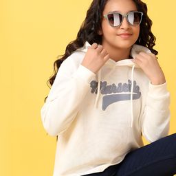 V-Mart Girls Typography Printed Hood Cotton T-Shirt-19