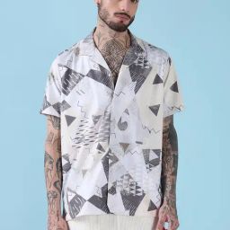 Showoff Off White Cotton Relaxed Fit Printed Shirt-picture-42