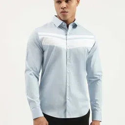 United Colors Of Benetton Blue Slim Fit Color-Block Shirt-picture-16