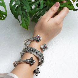 Teejh Silver-Plated Oorvi Stacked Bracelets for Women - Set of 3-picture-29