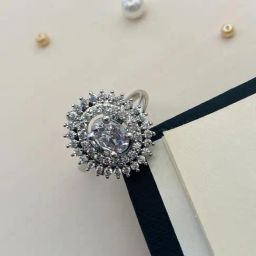 Abdesigns High Quality Silver Plated American Diamond Ring-24