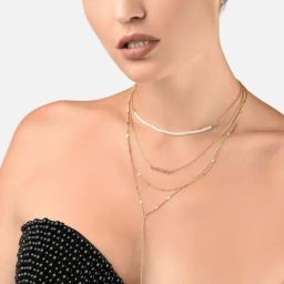 Zaveri Pearls Gold Tone 4 Layers Safety Pin Lariat Necklace Chain & Earring Set-ZPFK11522-image-73