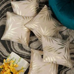 Hosta Homes Cream Velvet Geometric Cushion Covers-17