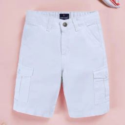 Kiddopanti Boys White Denim Regular Fit Cargo Shorts-image-25