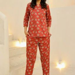 SAY Red Printed Pyjamas Set-picture-39