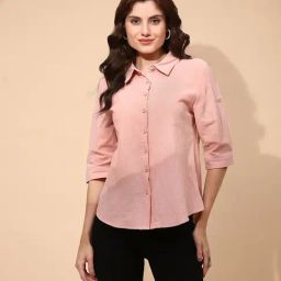 Global Republic Dusty Pink Cotton Regular Fit Shirt-image-57