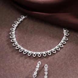 Priyaasi Dashing Silver-Plated American Diamond Jewellery Set-12