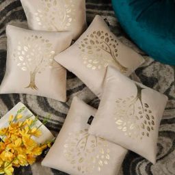 Hosta Homes Cream Velvet Geometric Cushion Covers-25