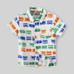 INCLUD Boys Graphic Printed Spread Collar Short Sleeves Regular Fit Casual Shirt-image-8
