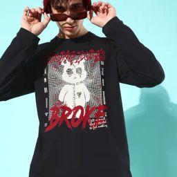 Difference of Opinion Black Loose Fit Graphic Print Oversized T-Shirt-image-38