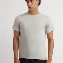 Reebok Grey Cotton Regular Fit Sports T-Shirt-image-55