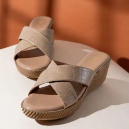 Inc.5 Women's Beige Cross Strap Wedges-image-29