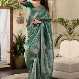 Saree Mall Light Green Silk Self Saree with Blouse Piece-picture-25