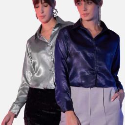 BUYNEWTREND Grey & Navy Boxy Fit Shirt (Pack Of 2)-image-79