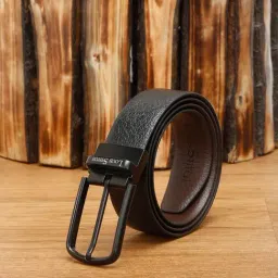 Louis Stitch Black Textured Leather Reversible Belt for Men-picture-4