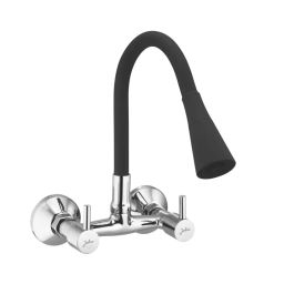 Jabra Dual Flow Sink Mixer Flora Series Brass Chrome Finish Wall Mount Black-image-68