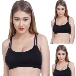 AROUSY Black Cotton Bralette Bras - Pack Of 3-image-97