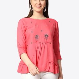Prettify Pink Embroidered Top-image-32