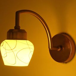 SOMIL Yellow & White Printed Glass Cylinder Shaped Wall Lamp-22