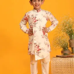 VASTRAMAY Boys Cream Floral Full Sleeves Kurta Sets-image-69