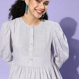 KASSUALLY Women Alluring Grey Solid Trapeze Dress-image-95