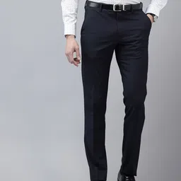 Van Heusen Men Textured Slim Fit Formal Trousers-15