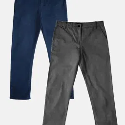 Kiddopanti Kids Navy & Grey Solid Pants (Pack Of 2)-picture-30