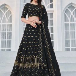 SHUBHKALA Black Embellished Lehenga and Choli Set With Dupatta-image-8
