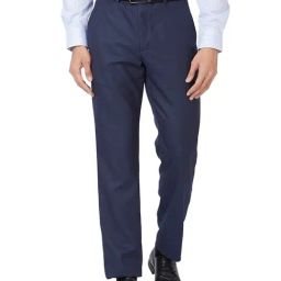Park Avenue Medium Blue Regular Fit Self Pattern Trousers-image-42