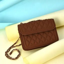 HauteSauce Brown Quilted Medium Cross Body Bag-29