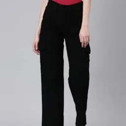 showoffff SHOWOFF Black Denim Relaxed Fit Mid Rise Cargo Jeans-picture-37
