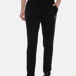 3Pin Black Cotton Regular Fit Joggers-image-65