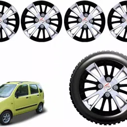 Auto Pearl CSDC24 R13 33.02 cm (13 Inch) PPress Type Wheel Hubcap with Retention Ring Glossy White Black Wheel Cover for Maruti Wagon R AMT VXI (Set of 4)-image-42