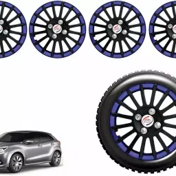Auto Pearl CBB06 R13  33.02 cm (13 Inch) Press Type Wheel Hubcap with Retention Ring Glossy Black Blue Wheel Cover for Maruti Baleno (Set of 4)-image-85