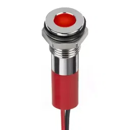 RS PRO Red Panel Mount Indicator 12V DC, Mounting Hole Size 8 mm, Termination Type Lead Wires, IP Rating IP67, Model No 2494321-26
