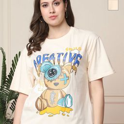 Tromko Women Pack of 2 Garfield Graphic Printed Round Neck Cotton Oversized T-shirts-picture-32
