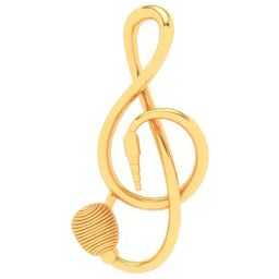 P.C. Chandra Jewellers 18k Yellow Gold Musical Note Microphone Jack Pendant-image-89