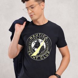 Nautica Brand Logo Print Pure Cotton T-shirt-picture-36