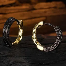 Bling Queen Stainless Steel Inspired Men's Hoop Earrings-16