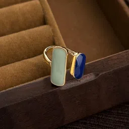 AQUASTREET Gold Plated Enamel Square & Rectangle Open Ring-6