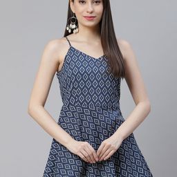 BAESD Women Geometric Printed Cotton Longline Top-image-11