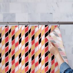 ArtzFolio Pink & White Printed Waterproof Shower Curtain-image-95
